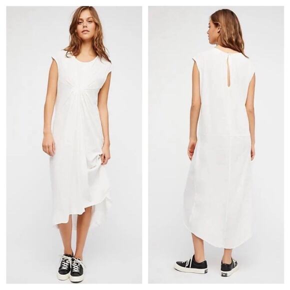 Free People Beach Meghan White Cotton Twist Front Maxi Dress XS - Picture 1 of 14